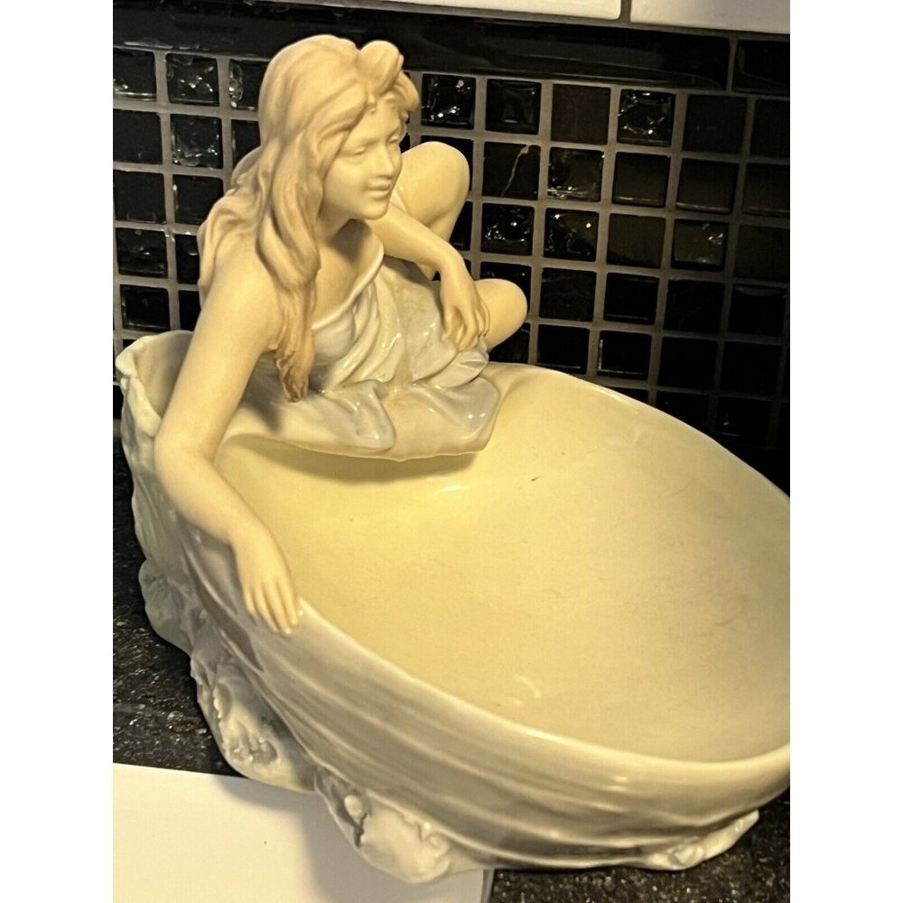 1920's Royal Dux Signed Sexy Figural Woman Bowl / Match Holder GLOWS See Pics